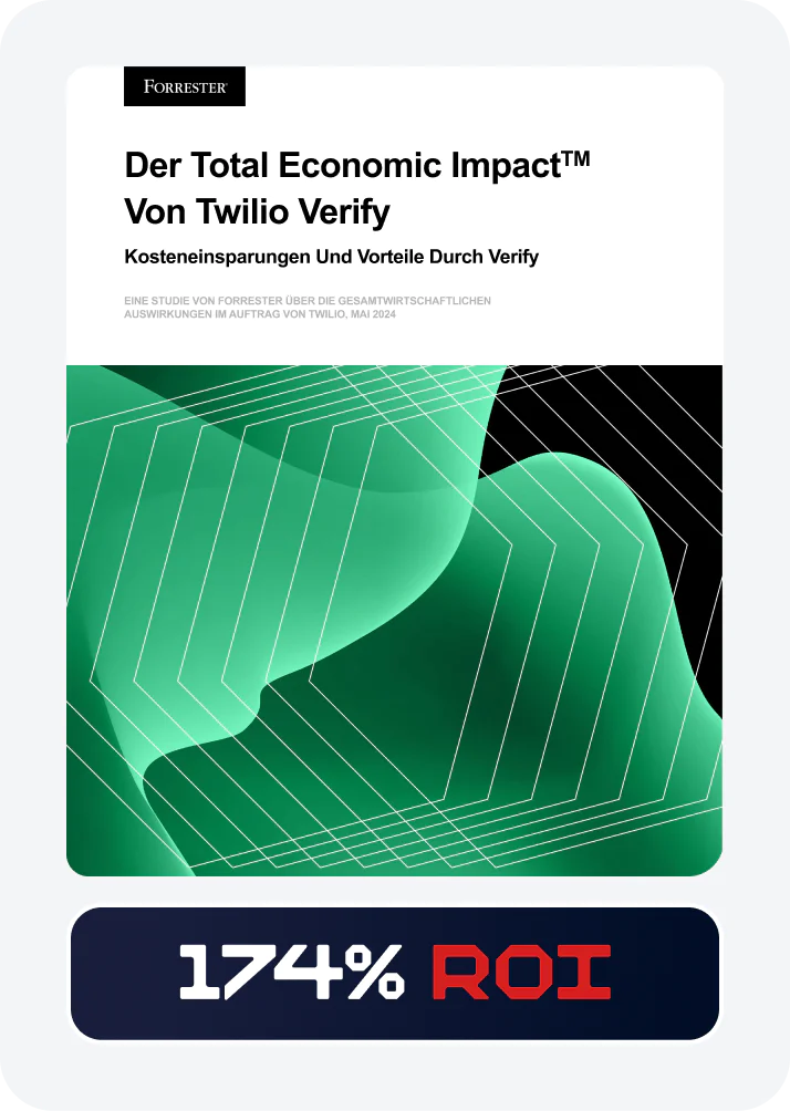 Report on cost savings and benefits of Twilio Verify showing 174% ROI.