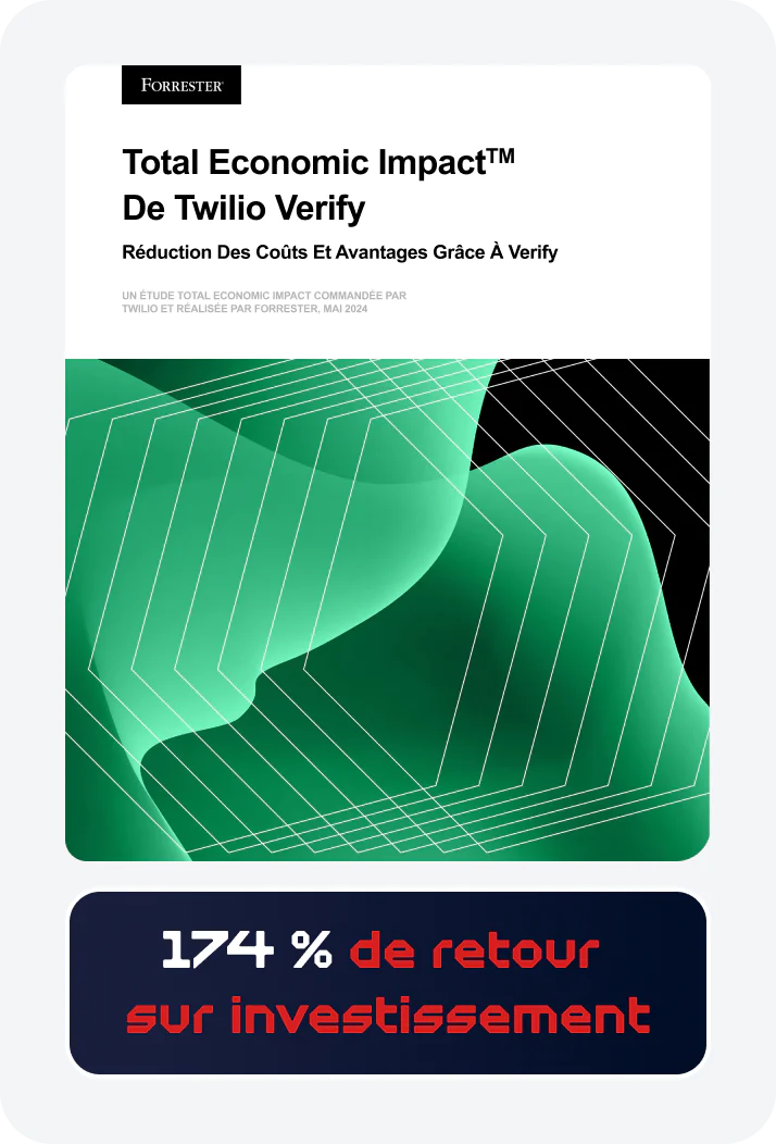 Report on cost savings and benefits of Twilio Verify showing 174% ROI.