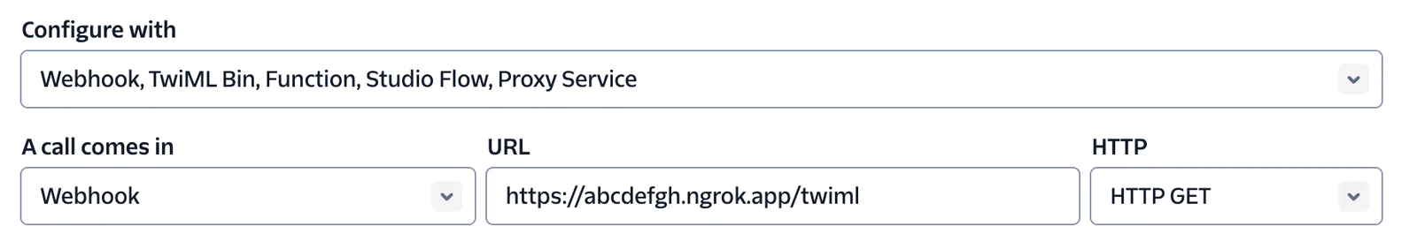 A screenshot showing Twilio console call service