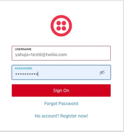 login screen
