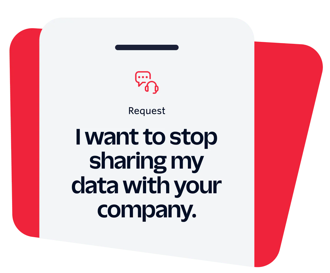 Notice to stop sharing personal data with the company.