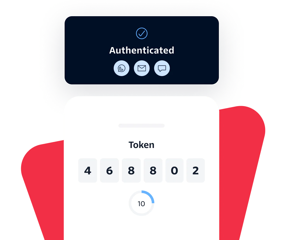 Screen showing authenticated status with a token input field for two-factor authentication.