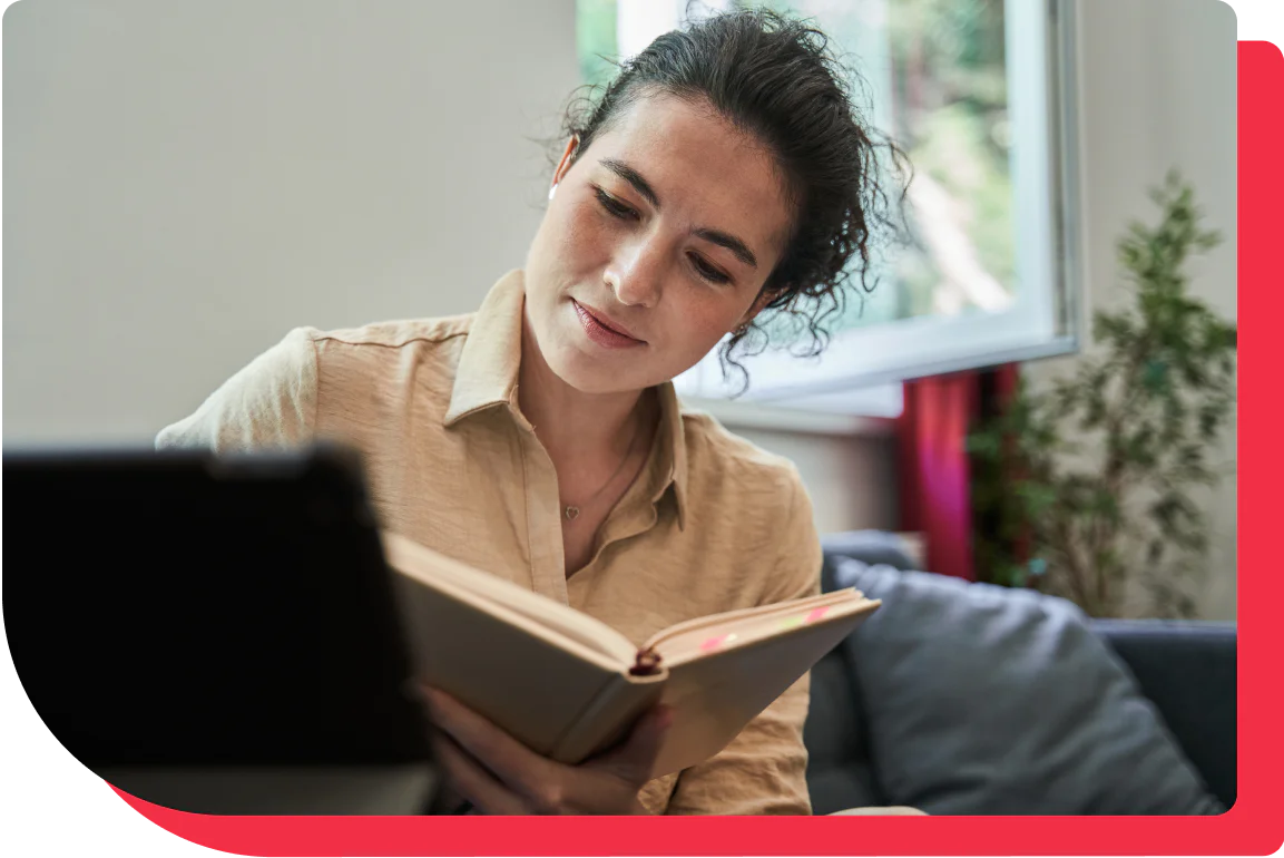 A woman reading.