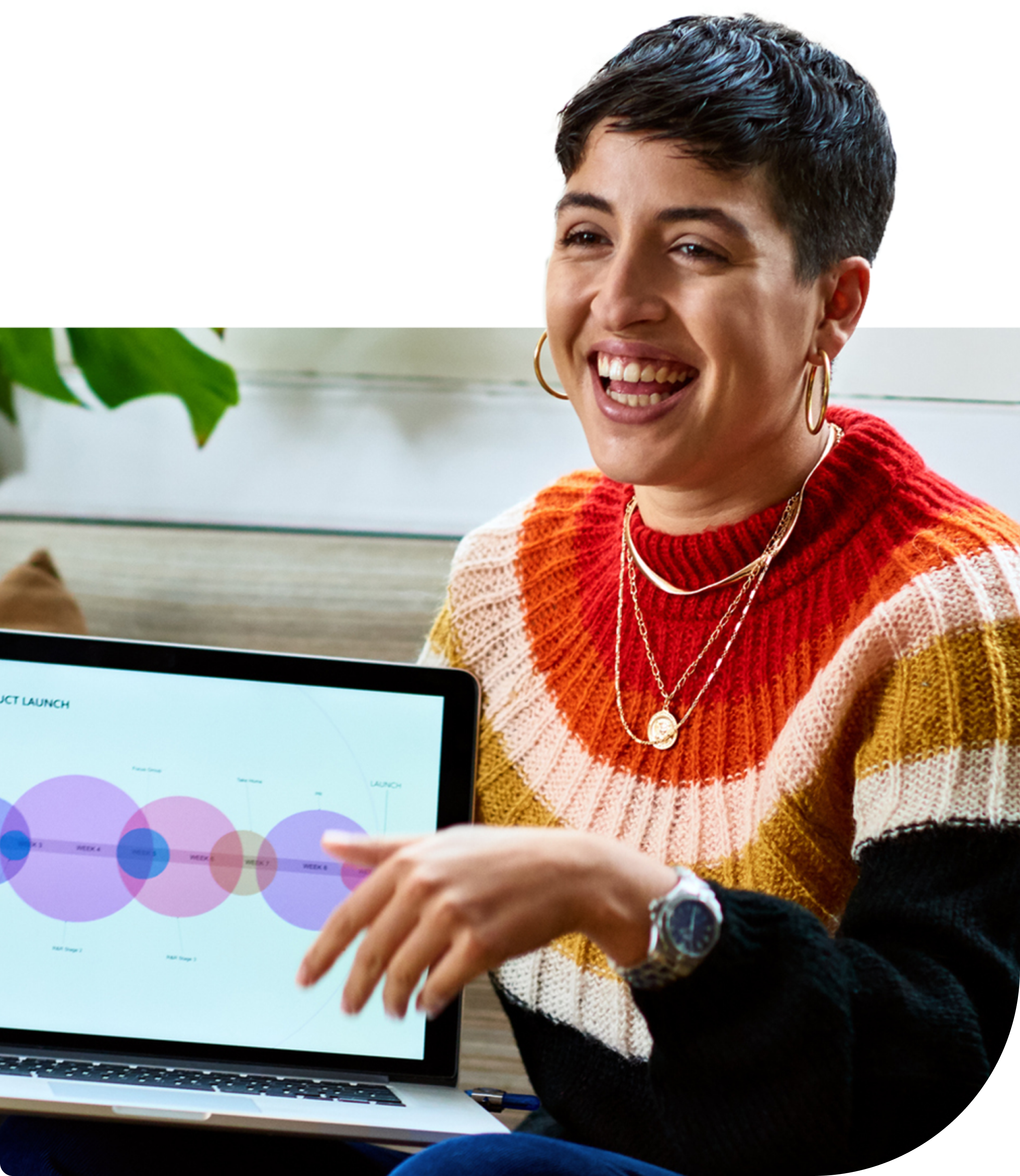 Person showing a presentation on a laptop
